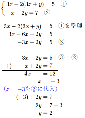 連立方程式計算式